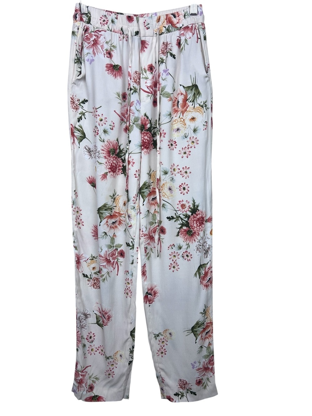 Zara Floral Print Pull-On Crop Ankle Pants XS Flowy Elastic Waist Women’s